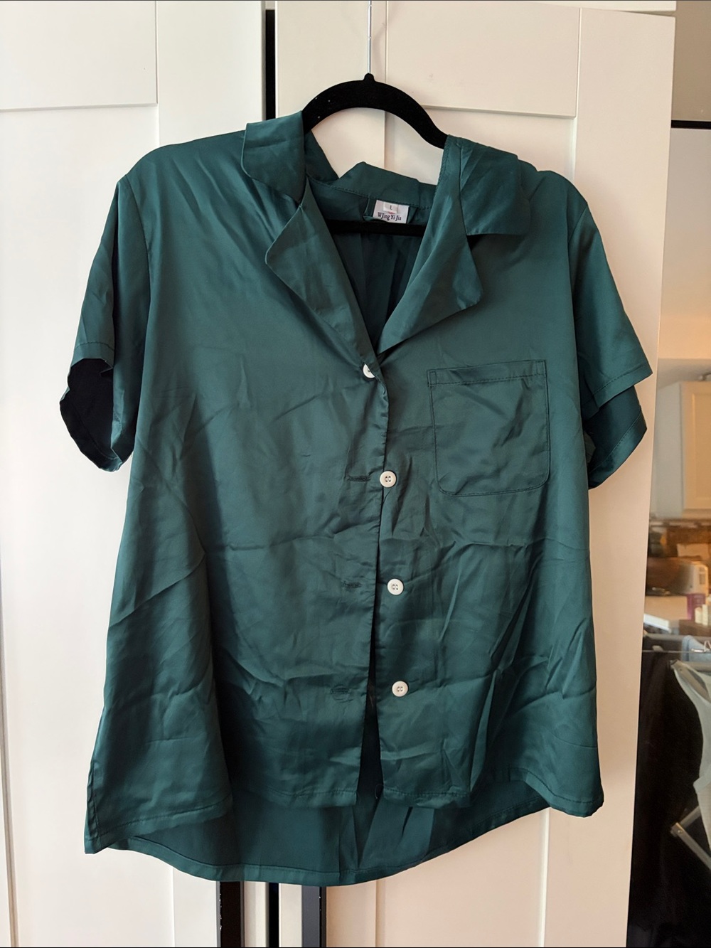 Emerald Green Satin Pajama Set